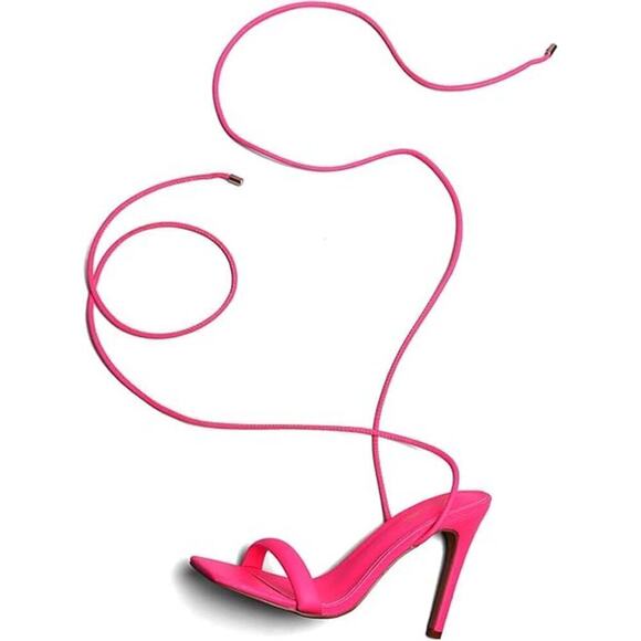 Strappy Lace up Stilletos High Heel Sandals Women Tie up Heels Neon Pink Sz 9.5 - Picture 5 of 6